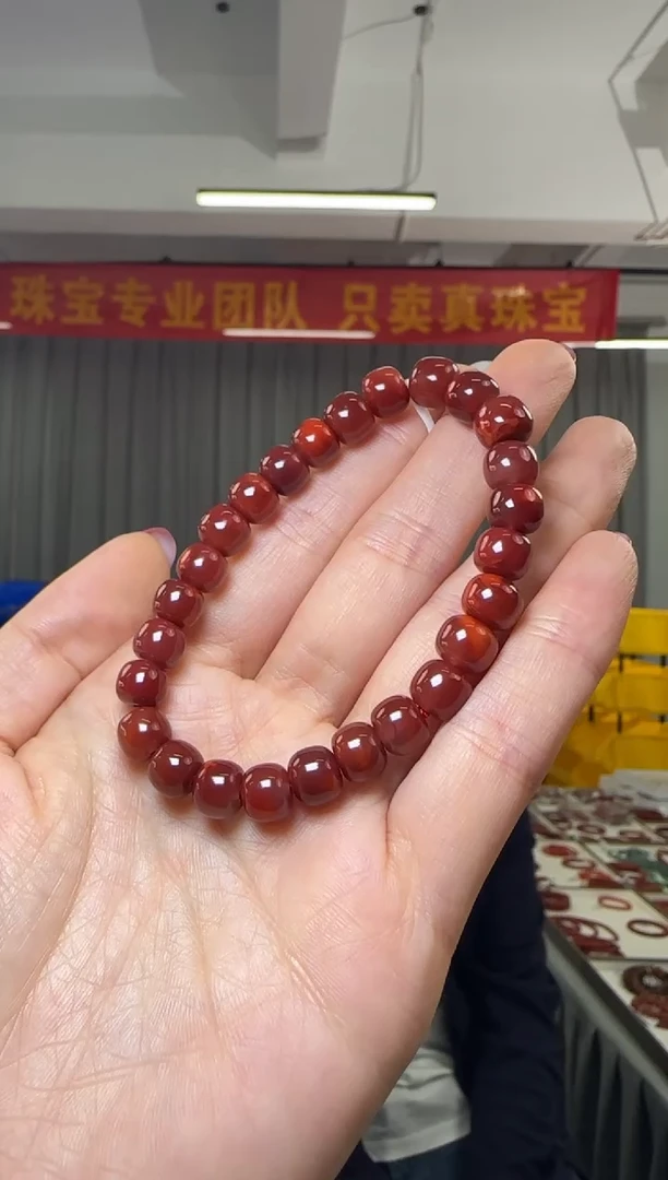 【闪购商品】南红玛瑙手串未镶嵌约8mm南红老型珠单圈手串