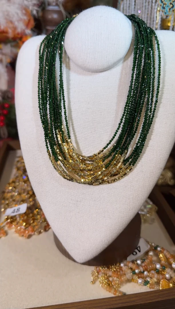 项链未镶嵌尖晶石墨绿盘缠 708