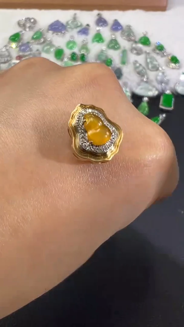 吊坠(不含链)18K金镶嵌翡翠A54|2980