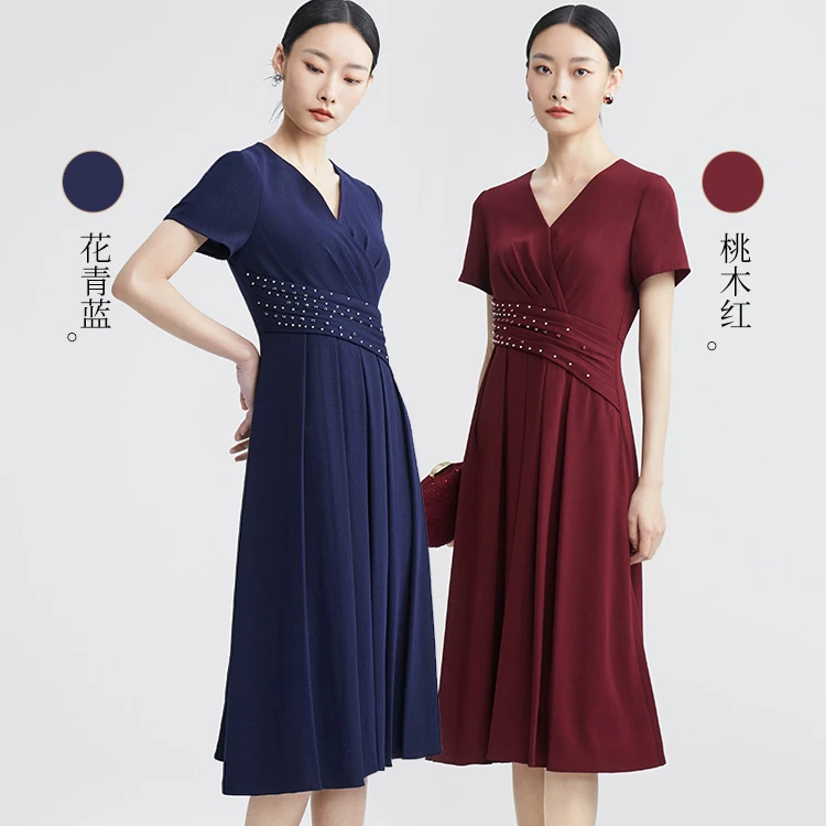 SUSSI/古色25夏商场同款 多色 气质通勤收腰连衣裙女装