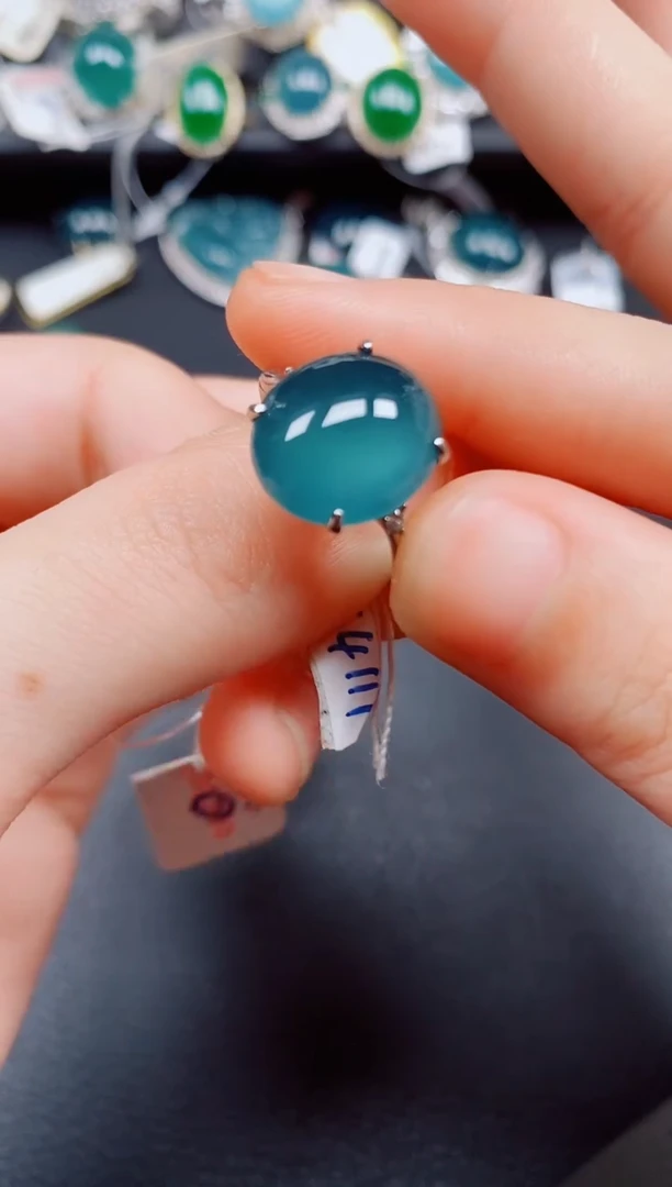 银S925镶嵌戒指翡翠翡翠