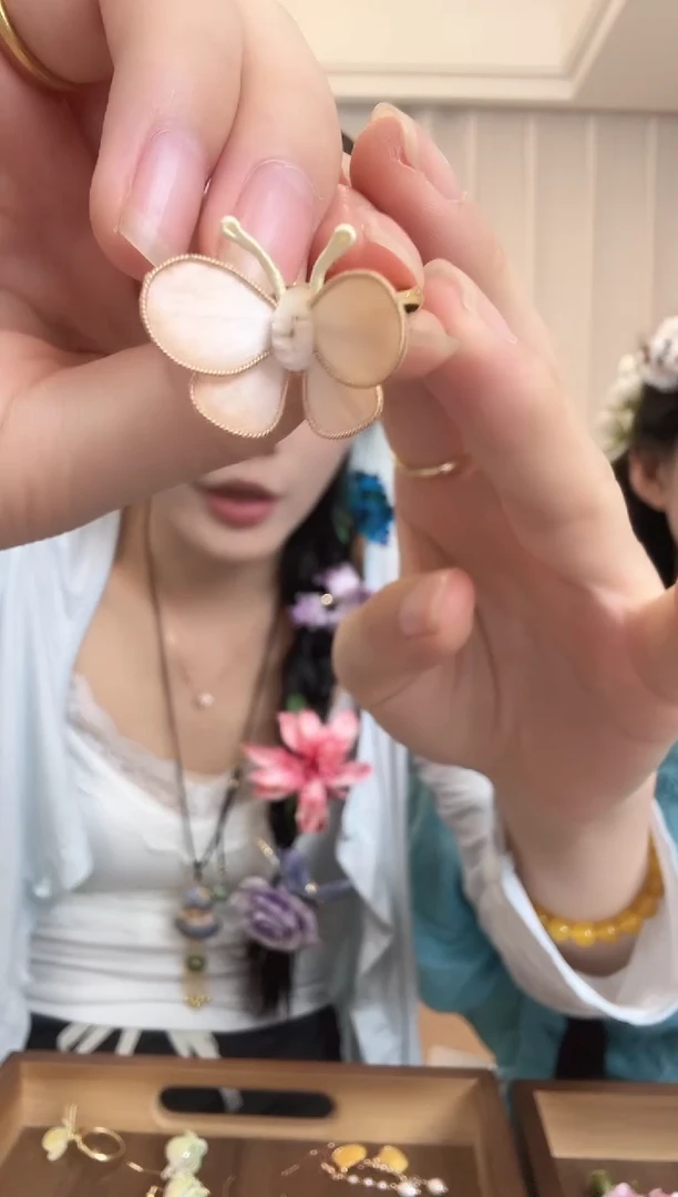 织绣掐丝绒花戒指1111