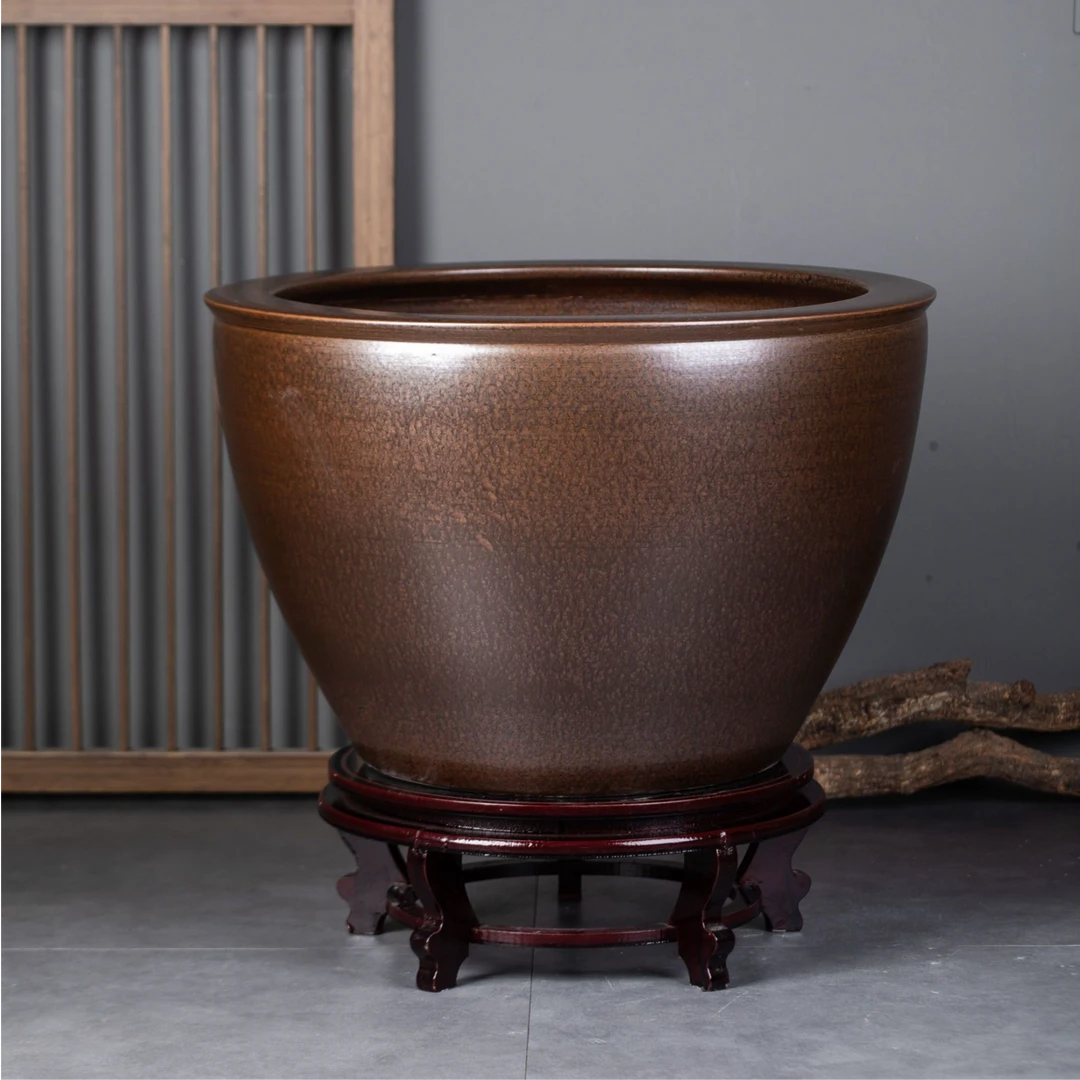 古铜景德镇陶瓷锦鲤金鱼缸特大号庭院门海大型睡莲缸荷花缸大水缸