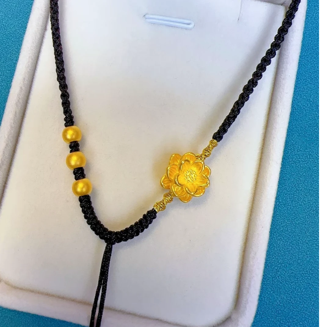 【双11活动大促】足金黄金莲花吊坠，精致百搭 时尚精美