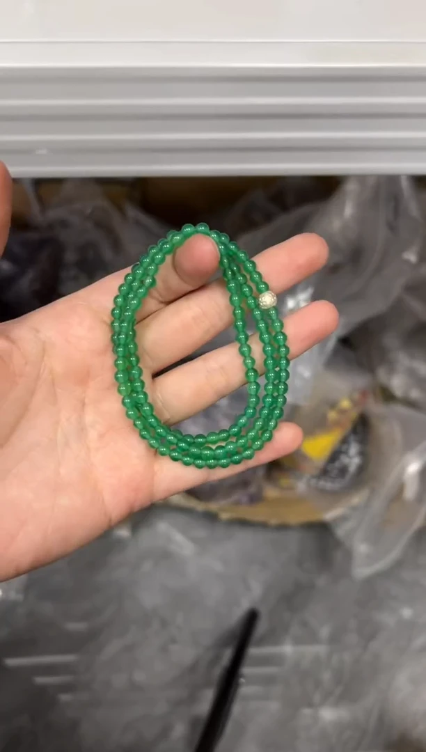 【闪购商品】玛瑙/玉髓手链未镶嵌高冰小米珠绿玛瑙多圈手链