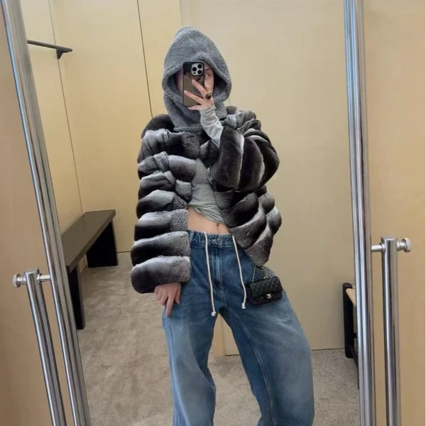 新款南美栗鼠龙猫青紫蓝时尚V领款