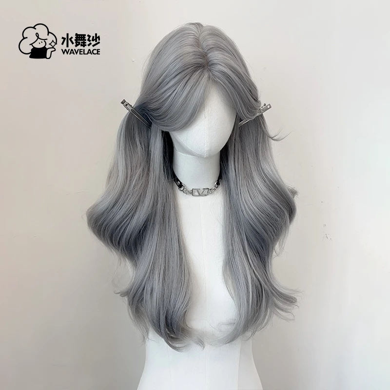 【月下女神】水舞沙银白色中分大波浪长卷发Lolita自然仿真人假发