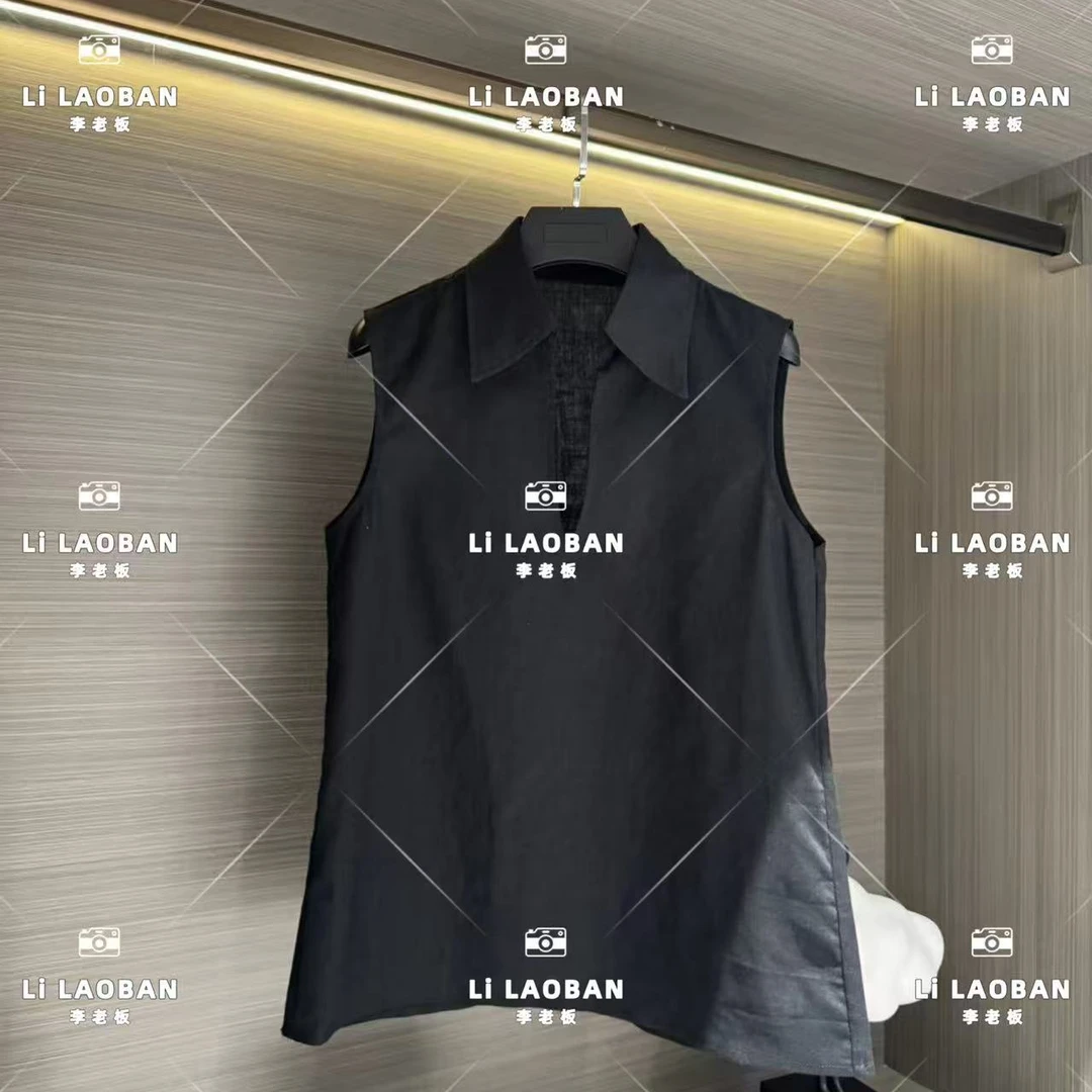 2025 夏季新品 无袖百搭 100 亚麻 翻领上衣 （衣长60左右）