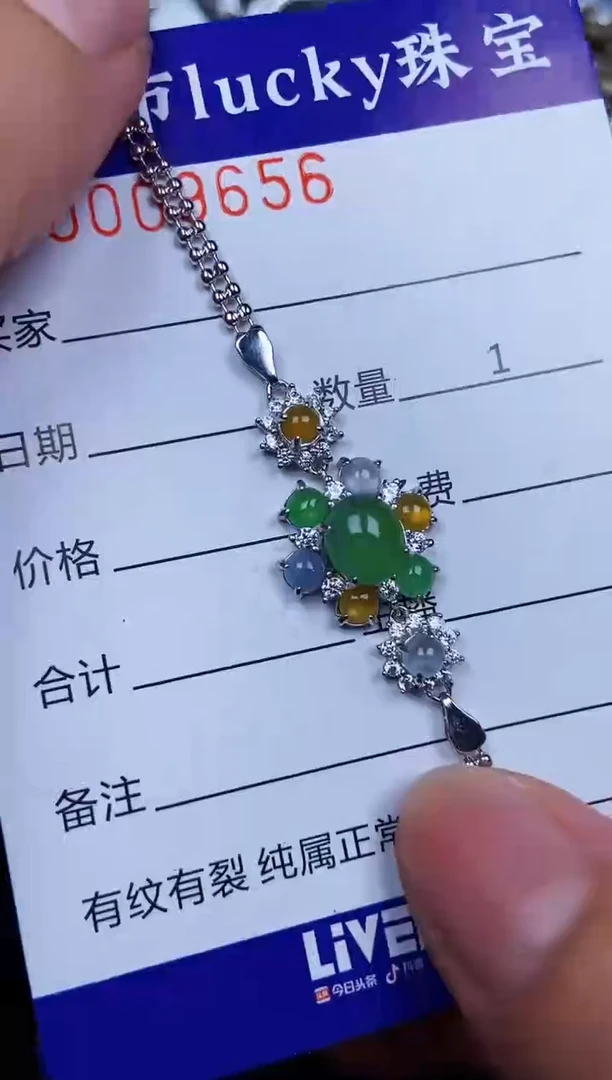 翡翠银S925镶嵌颈饰9656