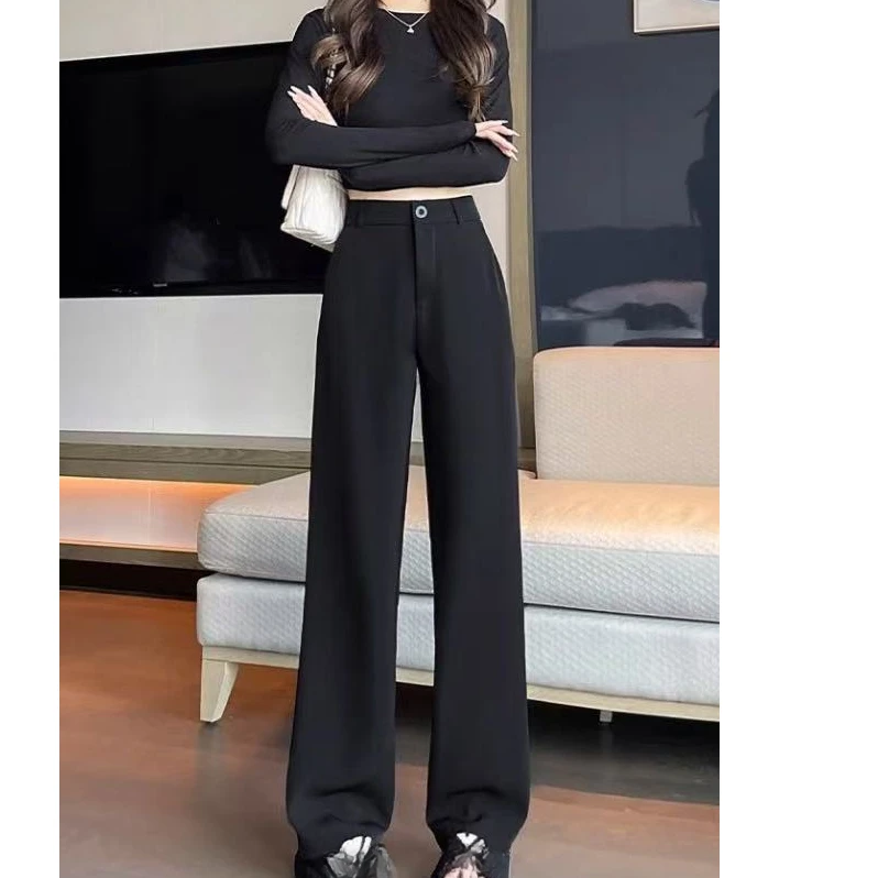 2025新款高腰垂感直筒西装裤