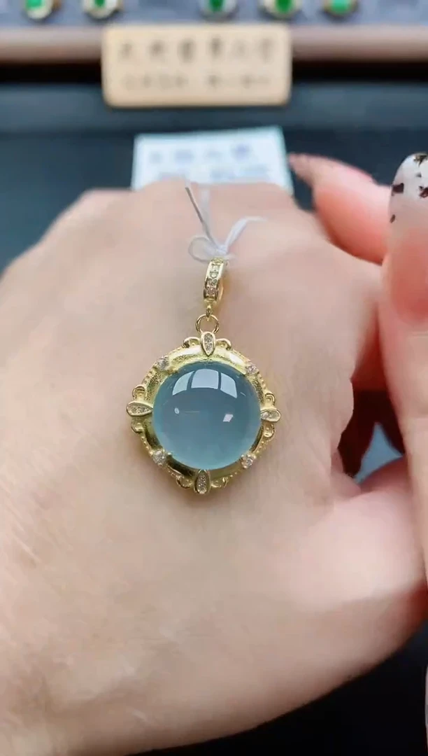 吊坠(赠链)银S925镶嵌翡翠1