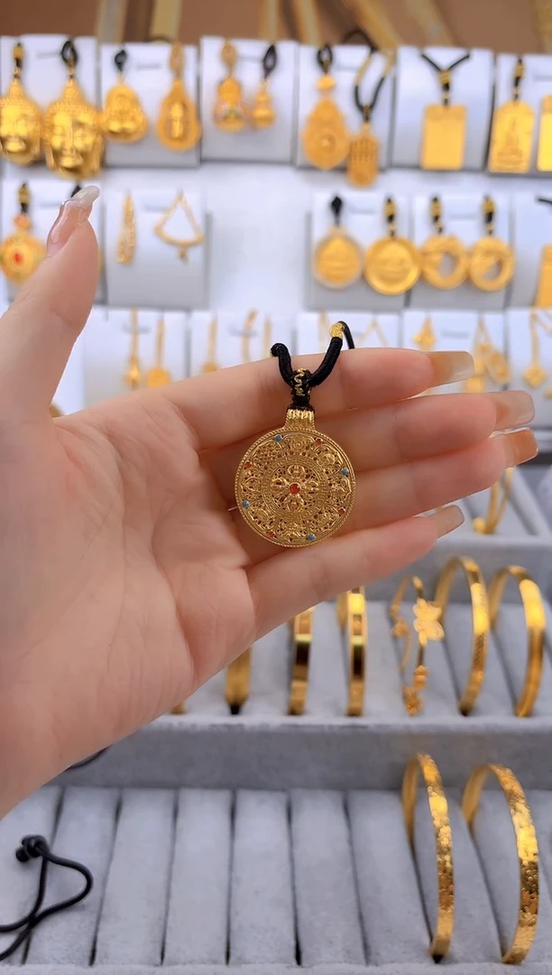 吊坠足银无珐琅彩八宝罗盘    总重15g外1.8g