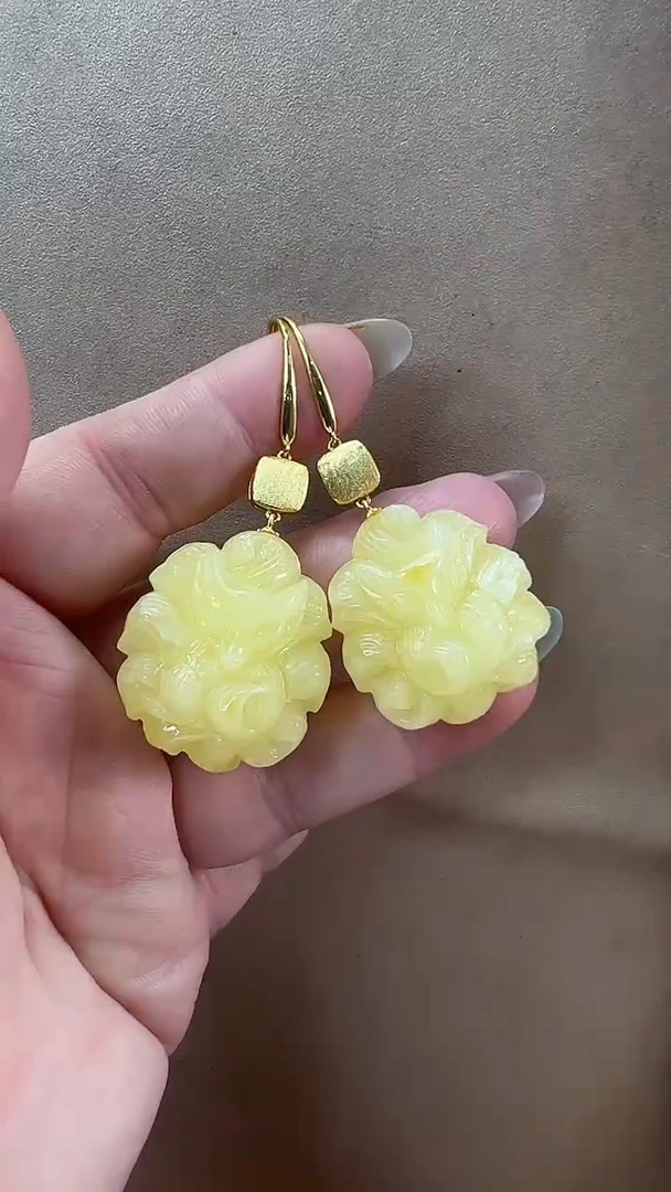 未镶嵌琥珀耳饰耳环