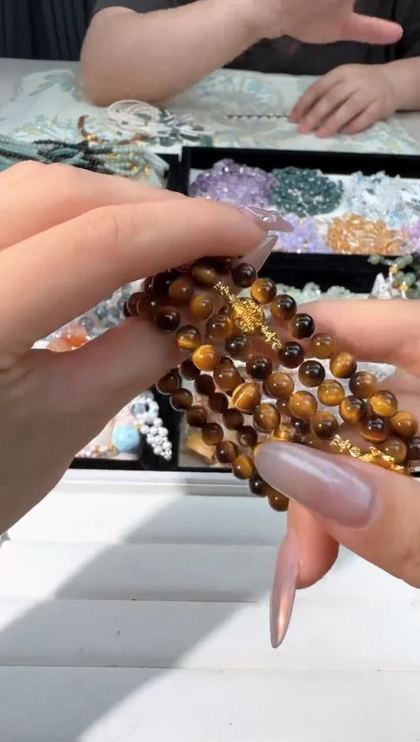 水晶手链未镶嵌K017黄虎眼拉布设计款