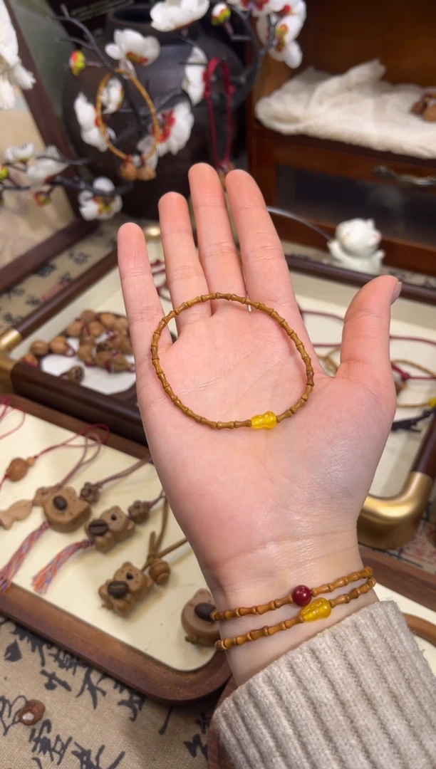 手串桃核【桃缘行】竹节「黄色葫芦」桃木桃核辟、挡、驱、护 备注手围