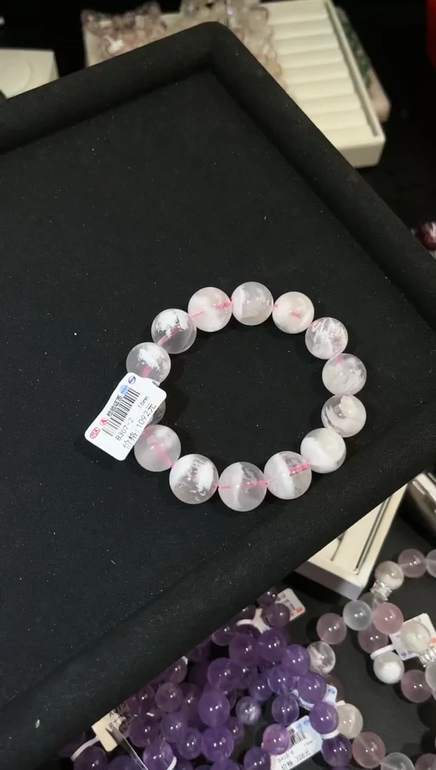 水晶手链未镶嵌多样性发一粉雪花16mm