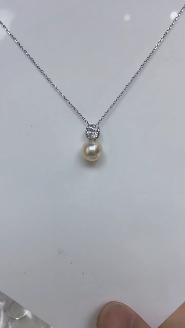 海水珍珠银S925镶嵌颈饰