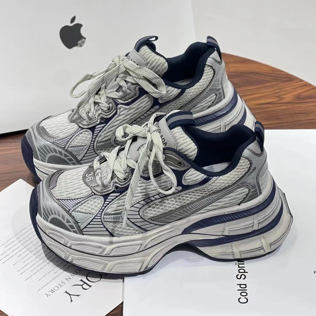 【摩姐姐欧韩】182拼色老爹鞋（跟高五公分）