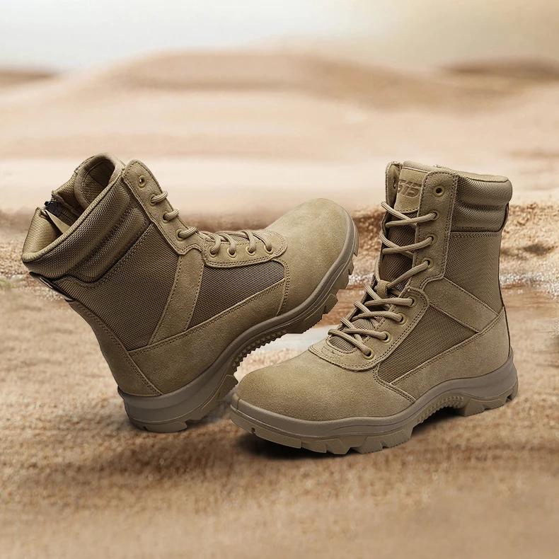 3515高帮反绒牛皮中筒超轻户外徒步沙漠靴橡胶大底时尚百搭登山靴