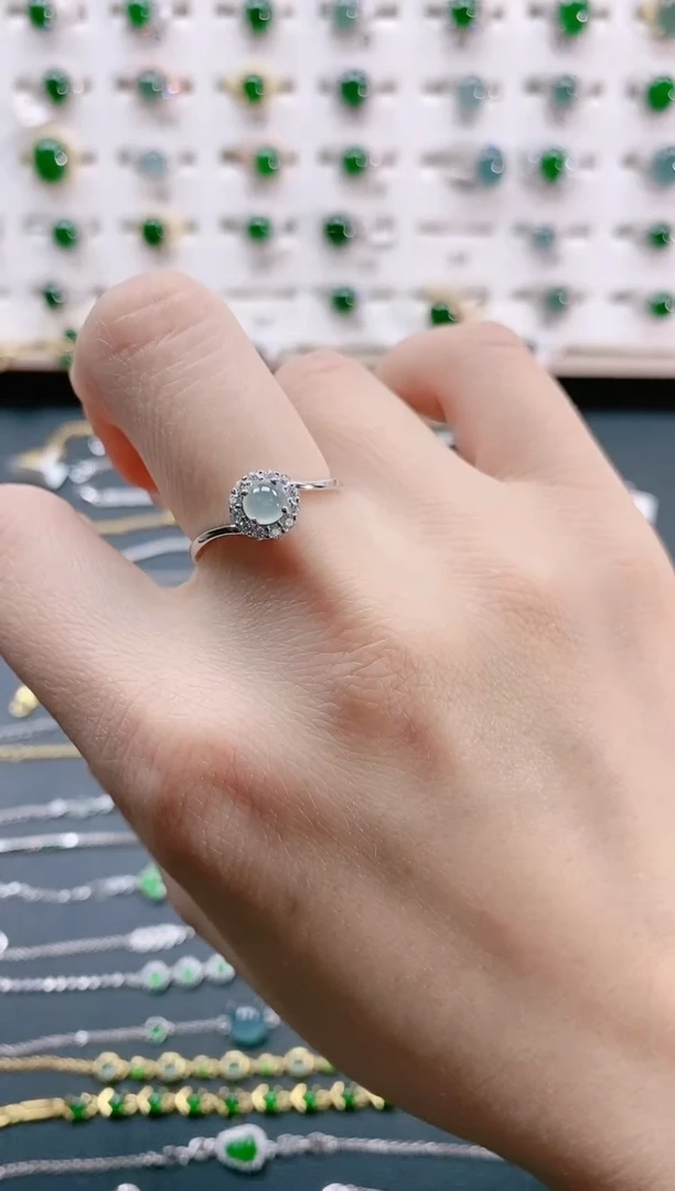 【闪购商品】翡翠戒指银S925镶嵌天然翡翠