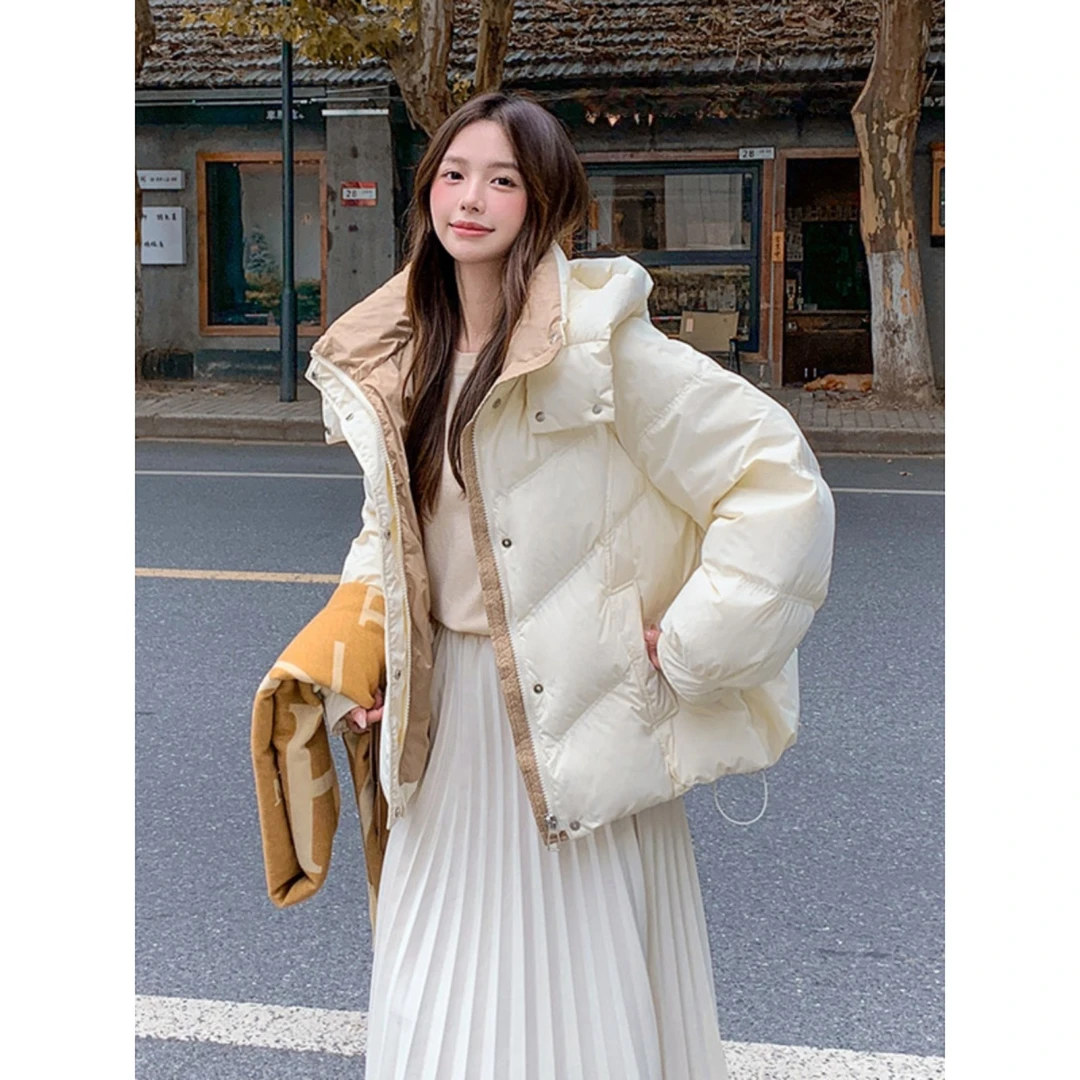 大码加厚连帽棉服外套女装冬季小个子保暖面包服胖MM遮肉显瘦上衣