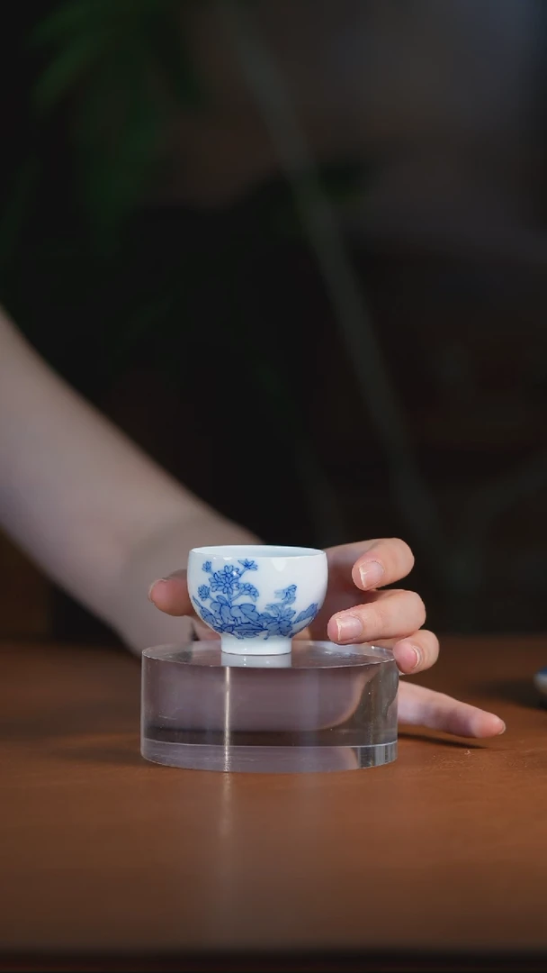青花菊花单杯