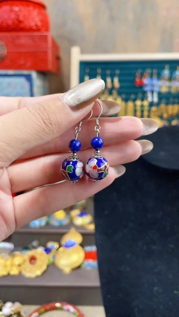 【闪购商品】非遗景泰蓝耳环宝蓝