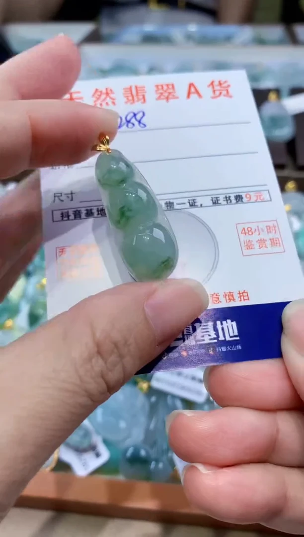 颈饰18K金镶嵌翡翠天然翡翠A货挂件