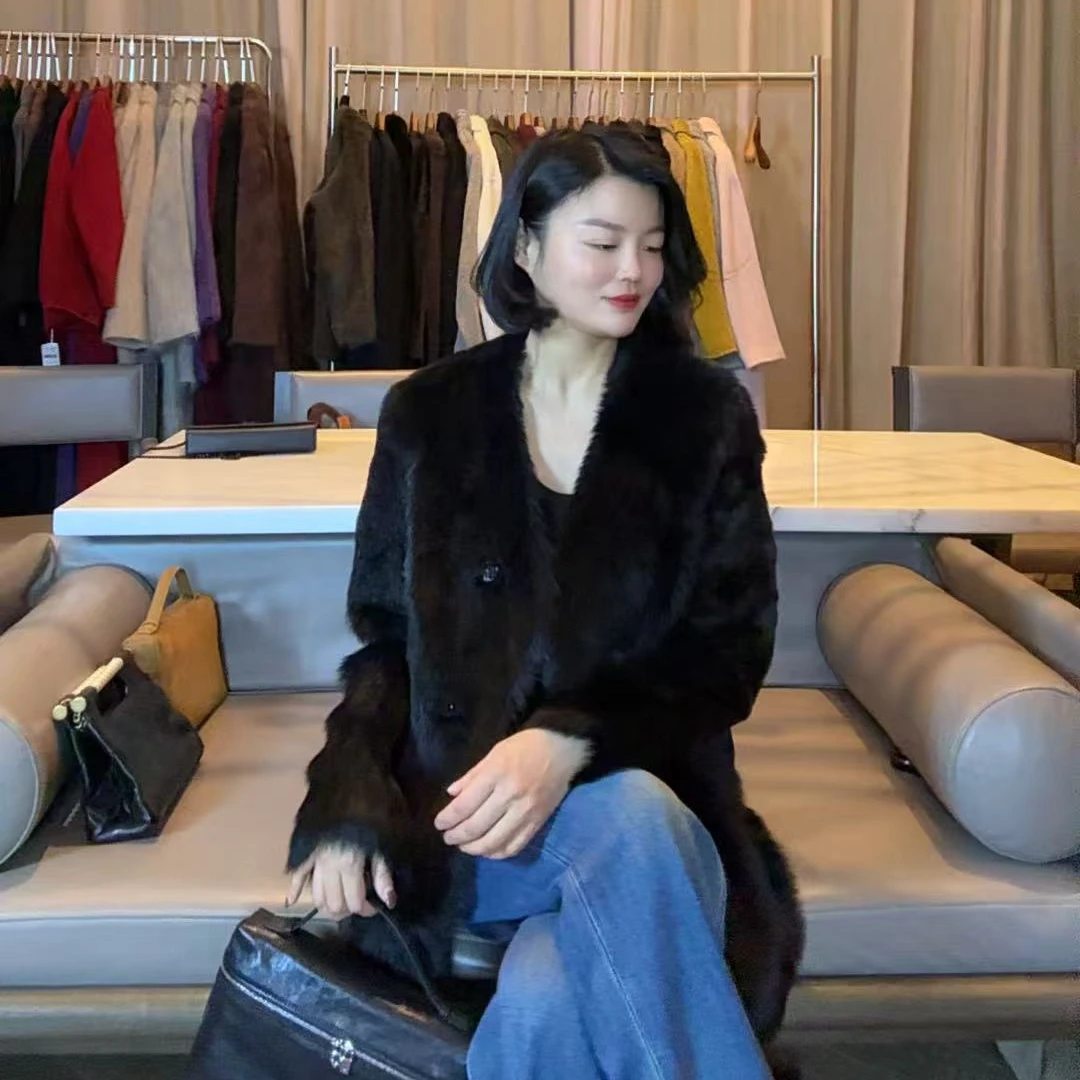 TANTAN 时尚百搭显瘦气质秋季绵羊皮外套 2624