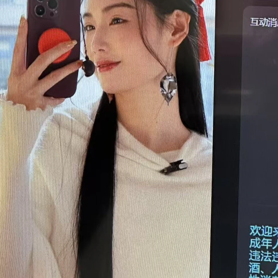 非金属仿水晶耳饰 银叶新中式耳环