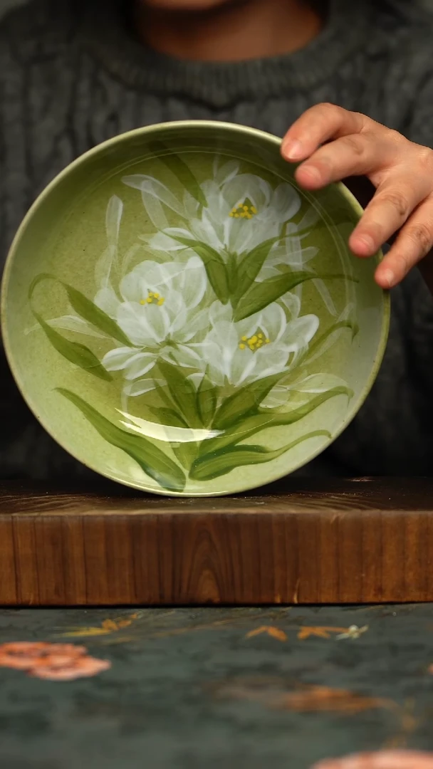 瓷片釉下彩手工手绘同款陶器