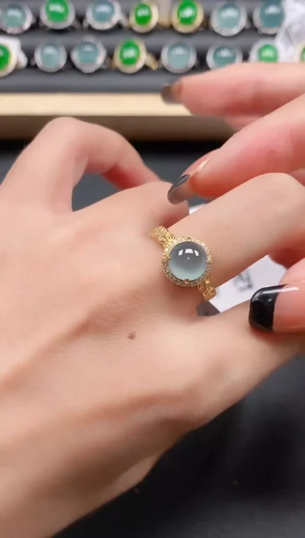 翡翠戒指银S925镶嵌1111111