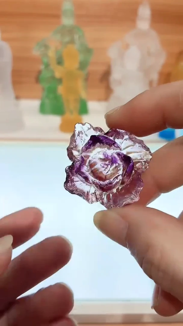 手工艺品琉璃淡紫色牡丹花