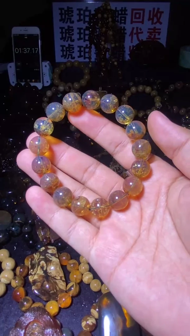 未镶嵌琥珀珠宝奇石南**茶手串10mm+保证天然的前提下不支持退换