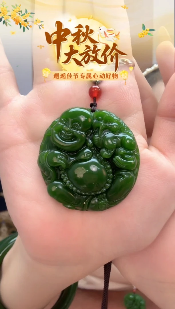 非金属珐琅非金属珐琅满绿 佛公吊坠