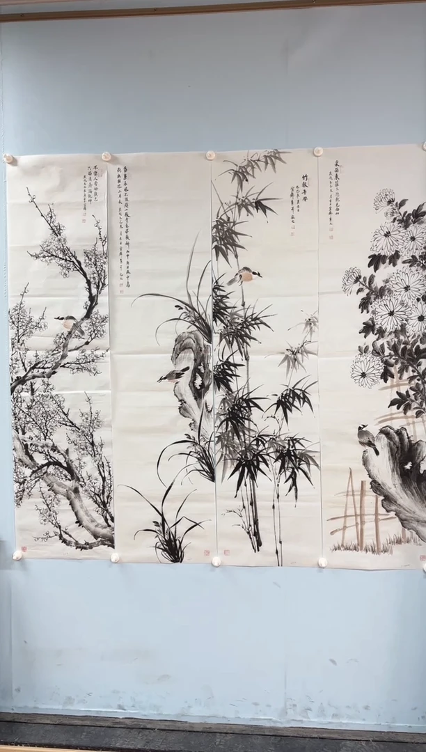 国画张*城许宜锦老师四条屏