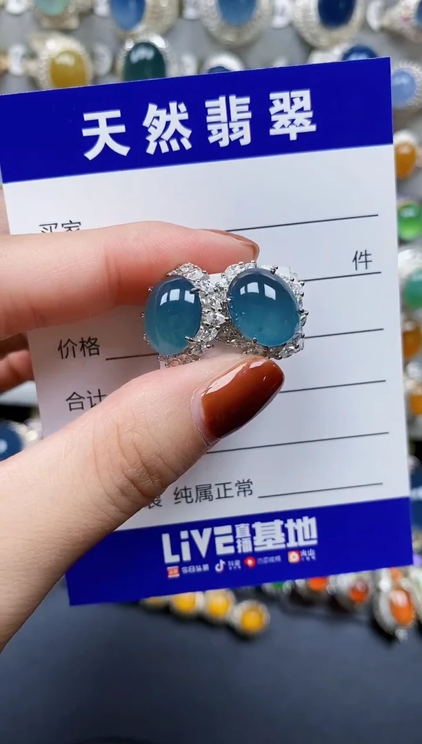 翡翠银S925镶嵌耳饰136