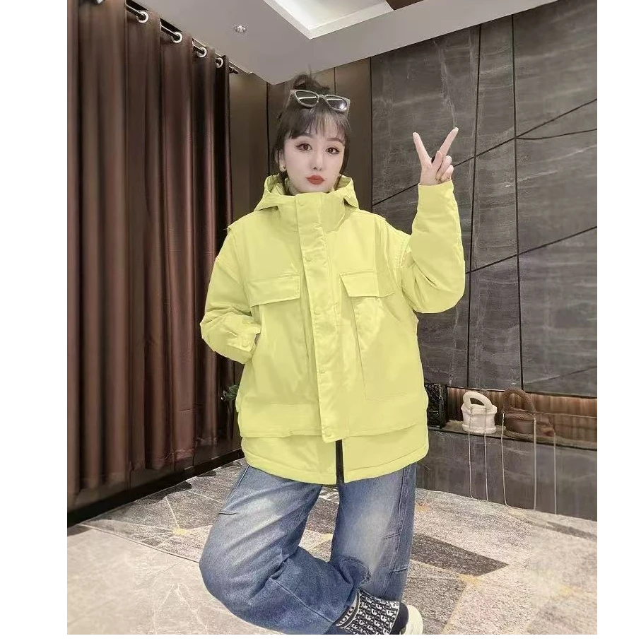 2712气质百搭连帽拉锁洋气ins网红假两件显瘦休闲时尚宽松外套