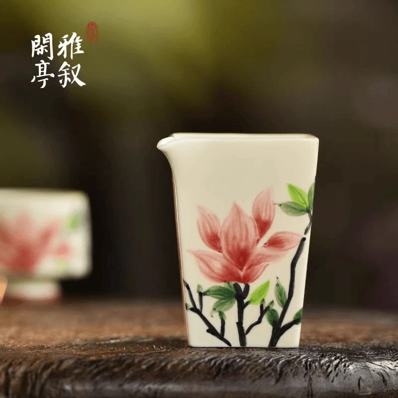 【闲亭雅叙】手绘玉兰花公道杯170ml