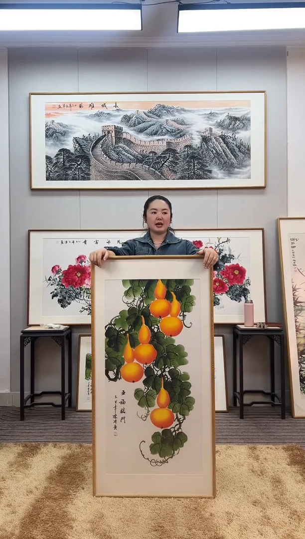 国画手绘葫芦122*62尺寸