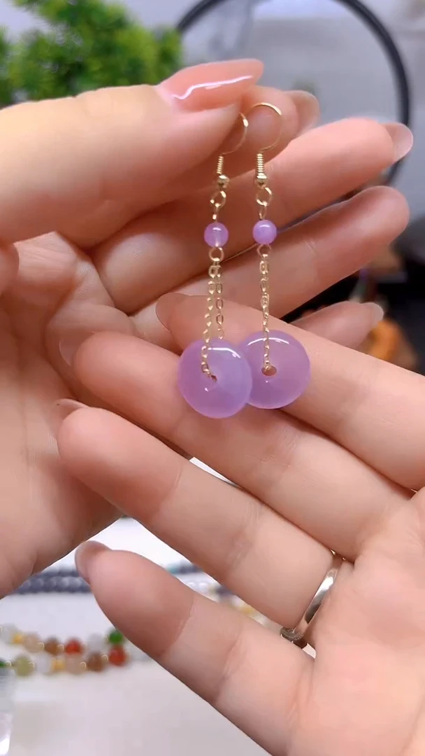 14K金镶嵌翡翠耳饰E724