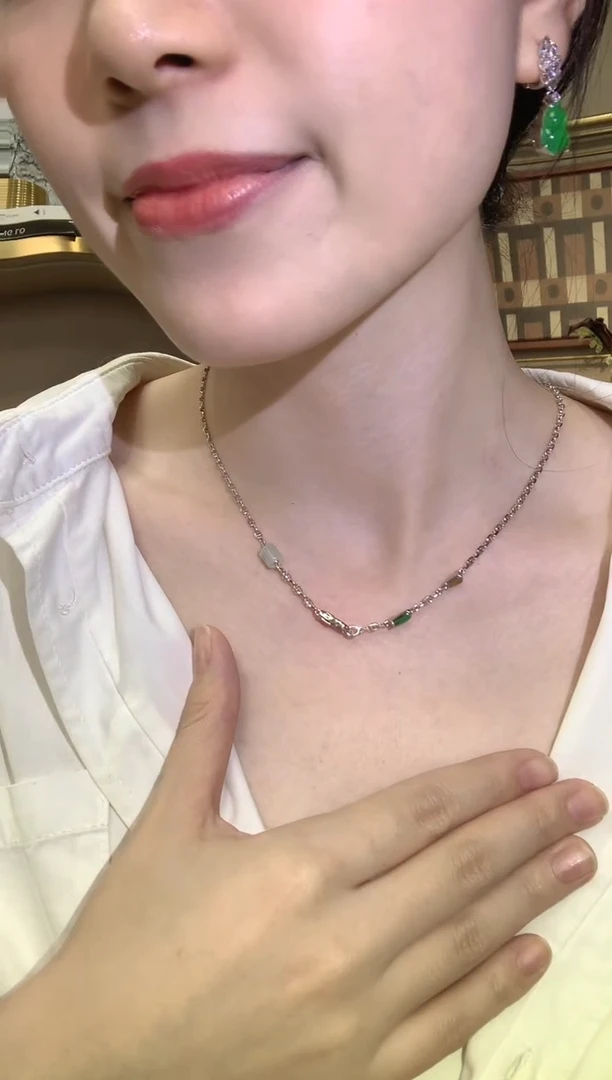 项链18K金镶嵌翡翠秋日珠宝Q120