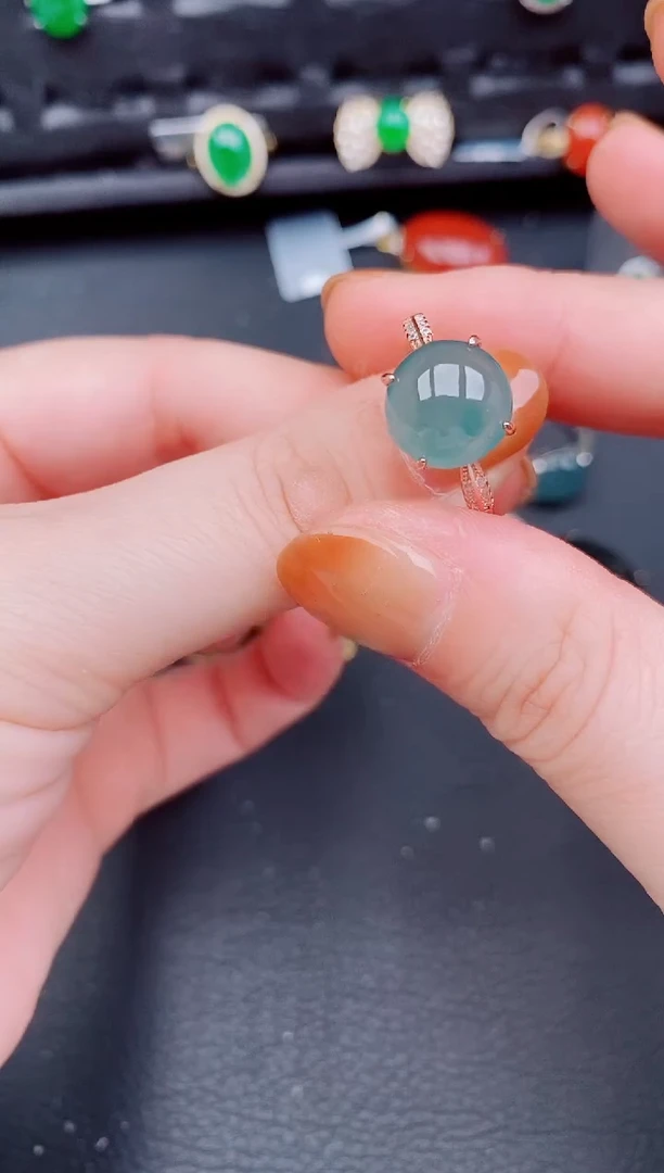 【闪购商品】翡翠戒指银S925镶嵌天然a货翡翠695