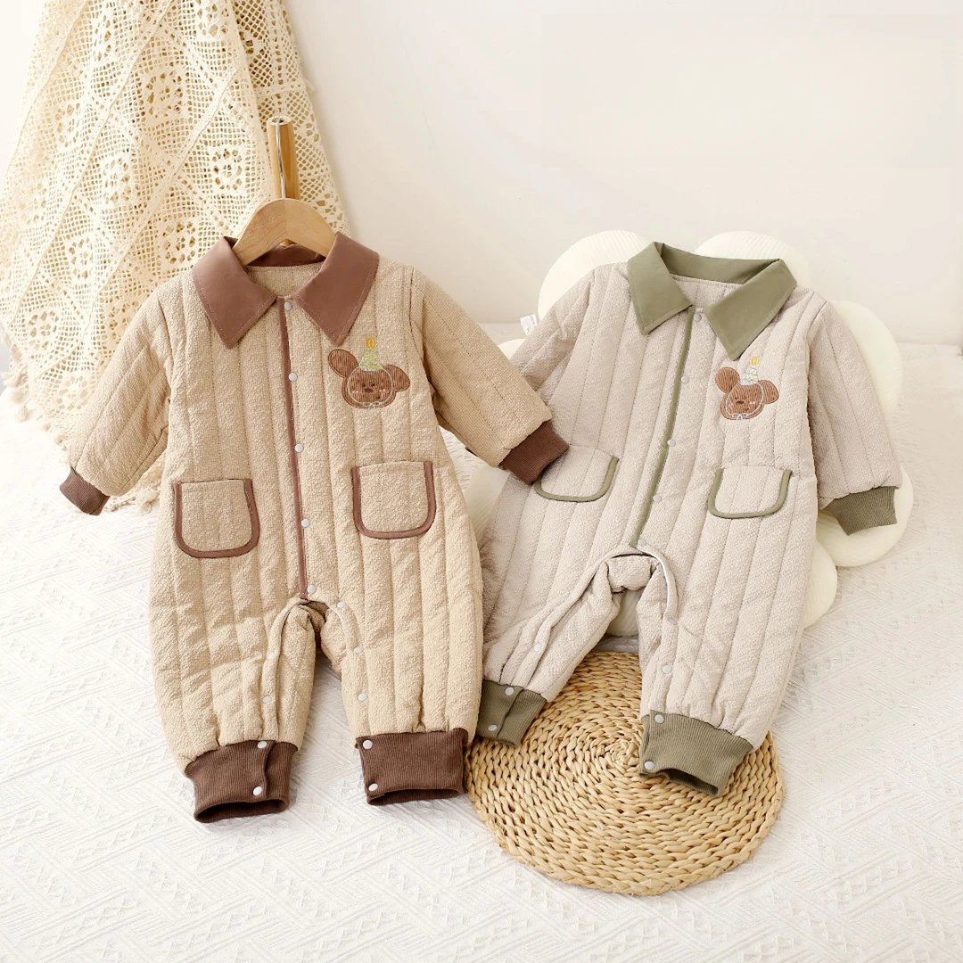 薄棉连体闭裆开档连体衣哈衣秋冬春宝宝连体韩版婴幼新生儿婴儿