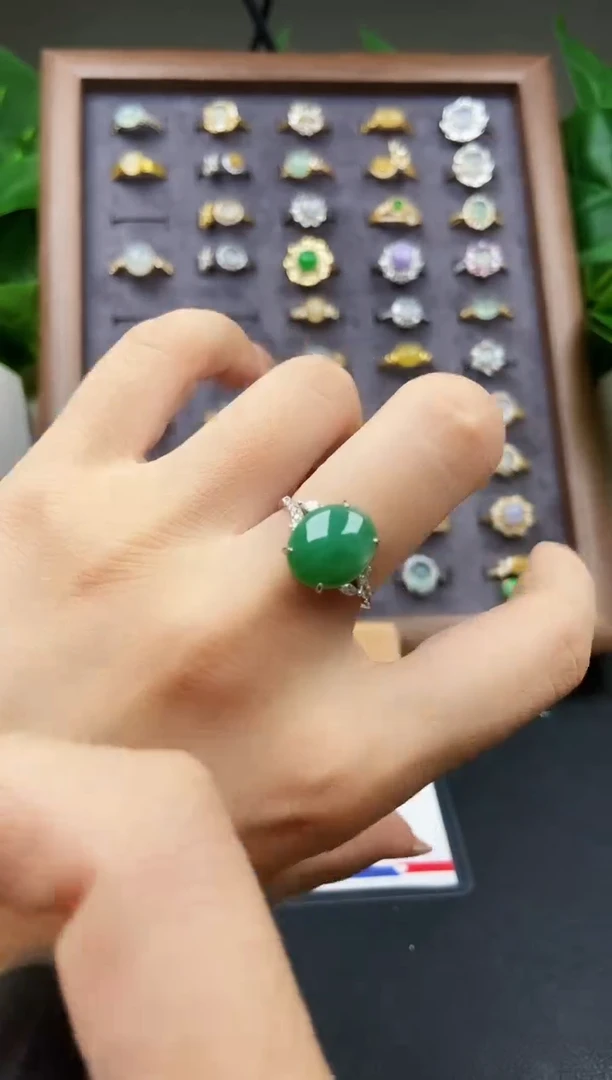 银S925镶嵌戒指翡翠12