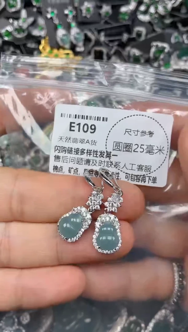 颈饰未镶嵌翡翠E109耳钩