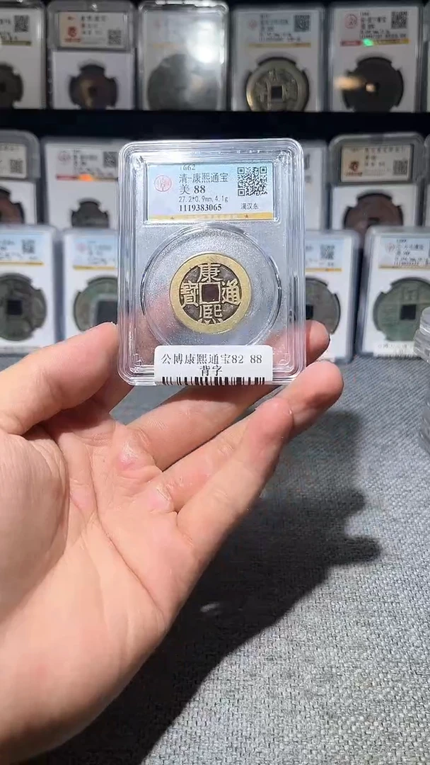 铜四***。A042公博康熙通宝背字88分3065