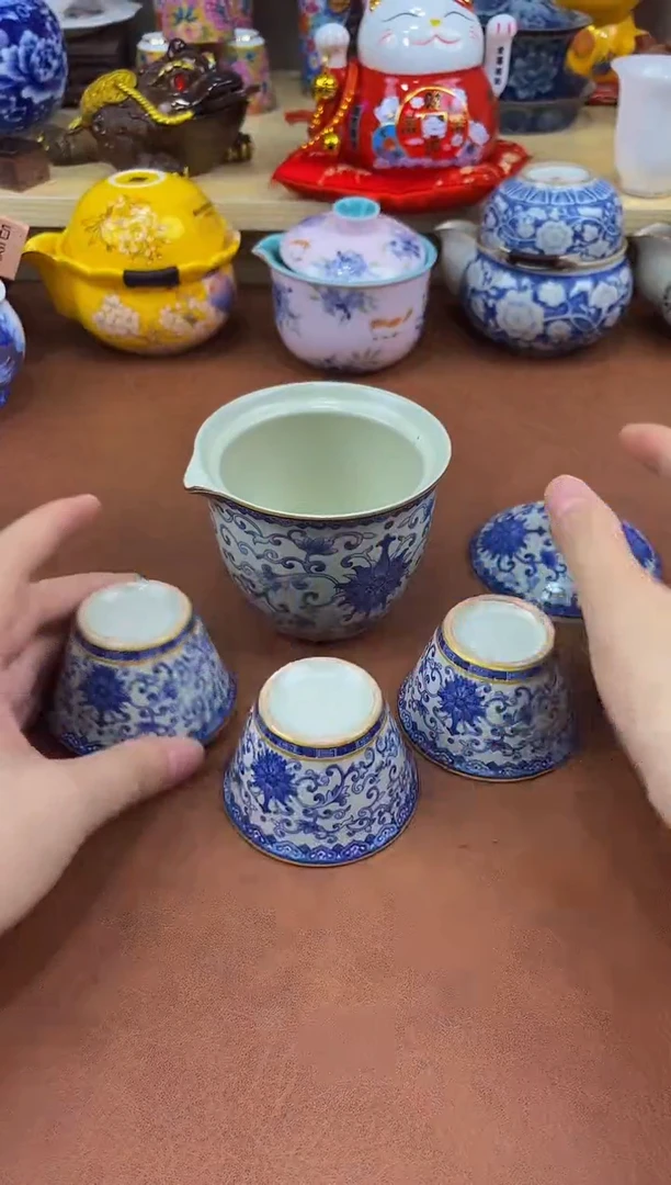 陶瓷茶具摆件旅行套组