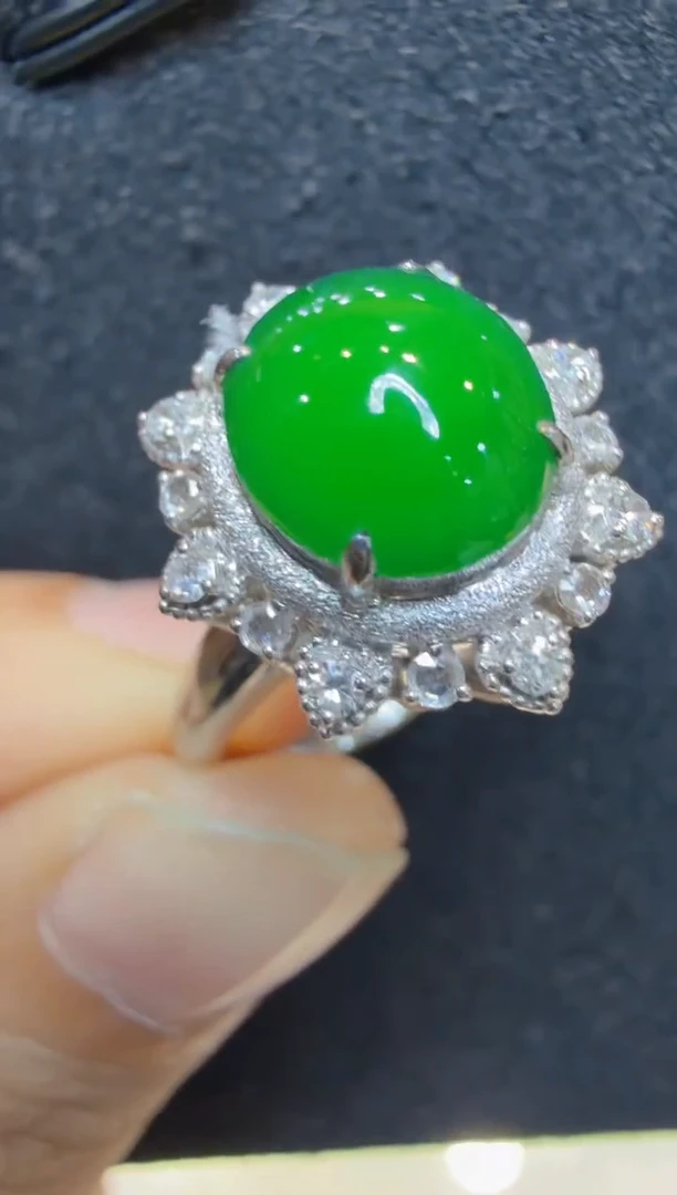 18K金镶嵌戒指翡翠多样性团购发一件