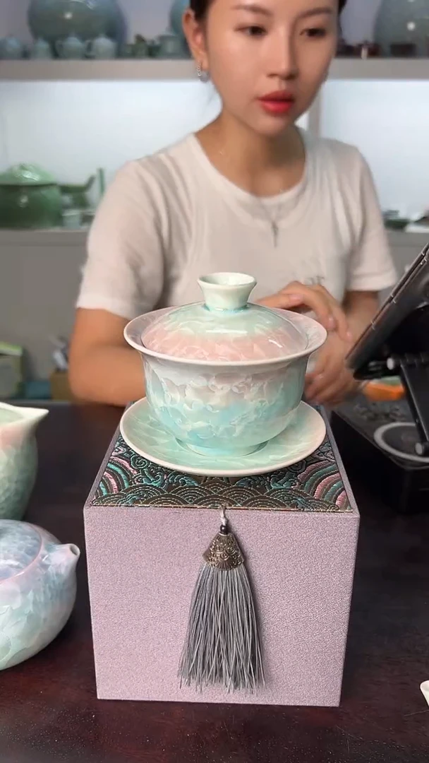 龙泉云间青瓷小米茶器